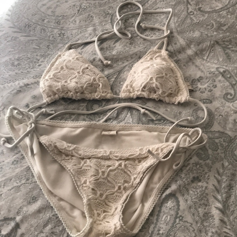 White Hollister crochet bikini